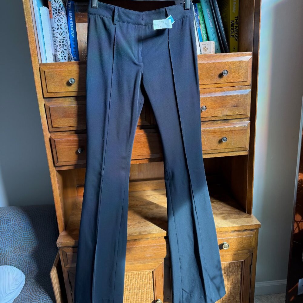 Veronica Beard. Scuba Straight-Leg Pant Black  Front-Seam Trouser, 0